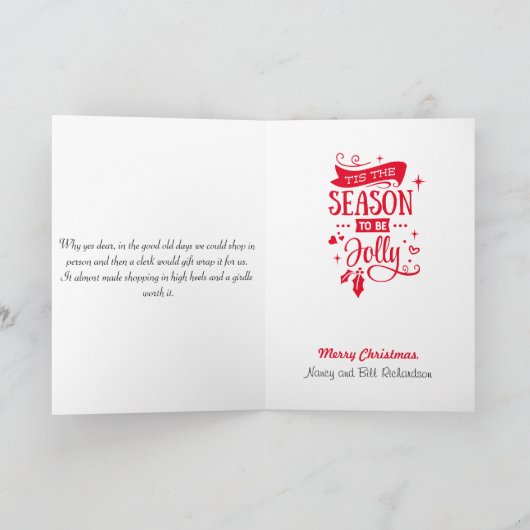 ショッピングインハイヒール&ガードルヴィンテージクリスマス シーズンカード (内部)