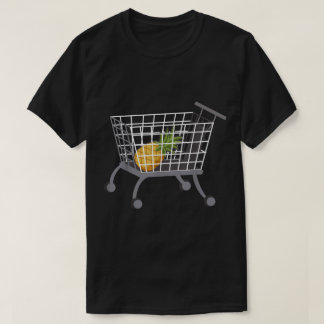 ショッピングカートの中のパイナップル おもしろデザイン Tシャツ