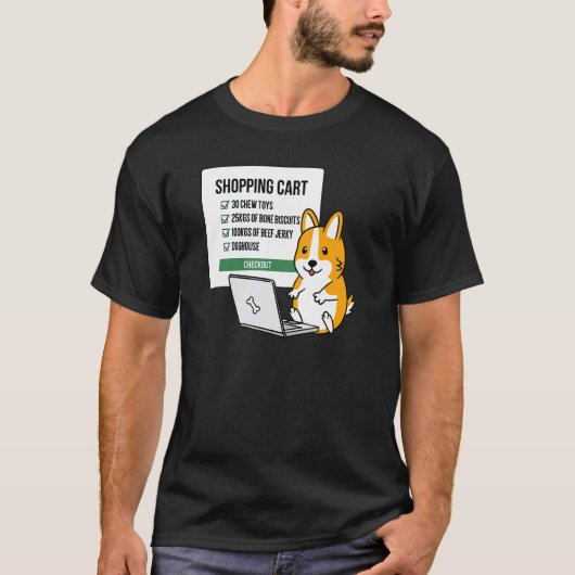 ショッピングカートコーギー犬 Tシャツ (正面)