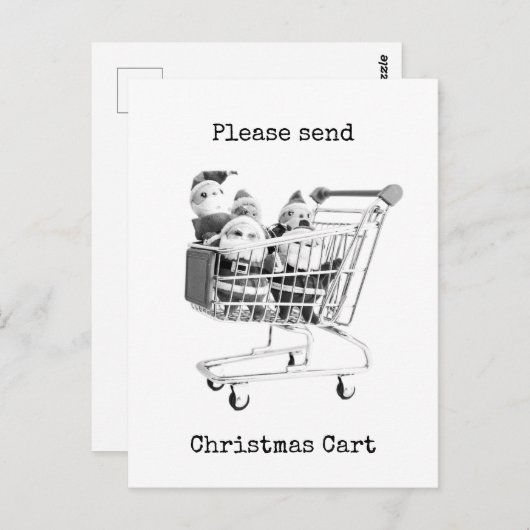 ショッピングカートサンタハガキ ポストカード (正面/裏面)