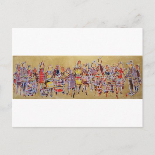 ショッピングカートタンゴ 食料品を買いだめする レトロダンス ポストカード (正面)