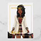 ショッピングガールバースデーパーティーフォイル招待状 箔招待状 (正面)