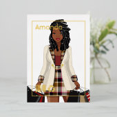 ショッピングガールバースデーパーティーフォイル招待状 箔招待状 (立ち正面)