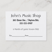 ショッピングギフト券テンプレート 割引カード (裏面)