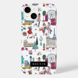 ショッピングシティガールイラストレーションパターン Case-Mate iPhone 14ケース