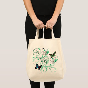 ショッピングバッグ/トートとつる植物&蝶 トートバッグ