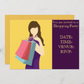 ショッピングパーティー女の子デイアウトパーティー 招待状 (正面/裏面)