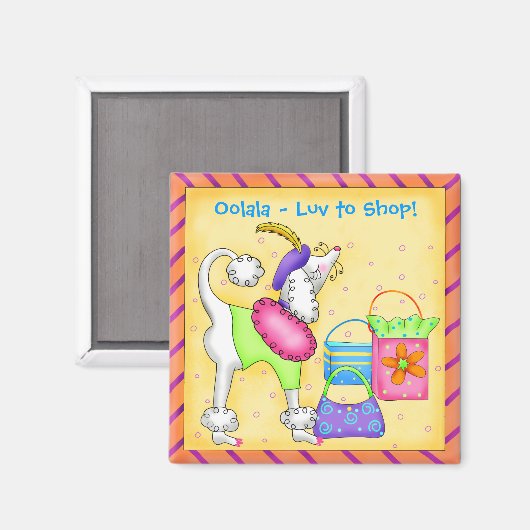 ショッピングプードルウィムシードッグアートイエロー マグネット (正面/裏面)