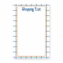ショッピングリストブルーオレンジ色の正方形グリッドボーホパターン