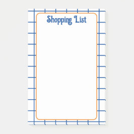 ショッピングリストブルーオレンジ色の正方形グリッドボーホパターン ポストイット