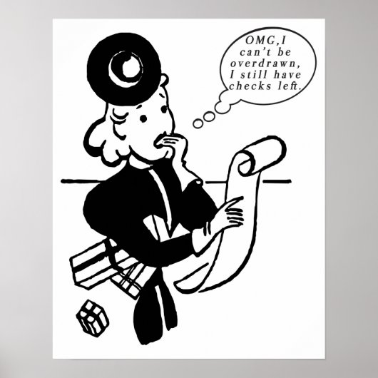 ショッピングレトロ女性おもしろい金融引用文 ポスター (正面)