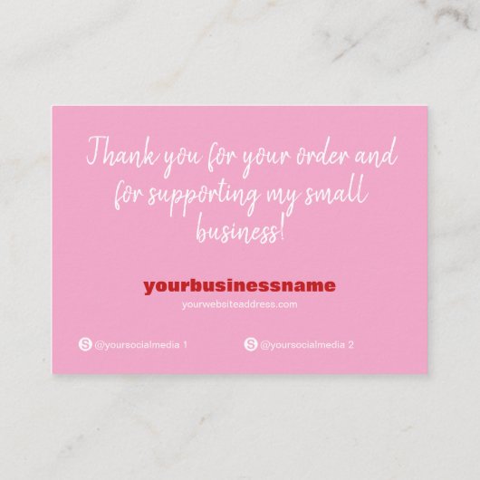 ショッピング小ブランディングピンク挿入 名刺 (裏面)