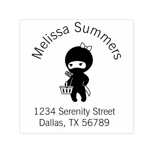 ショッピング忍者ガールピンクアドレス セルフインキングスタンプ (デザイン)