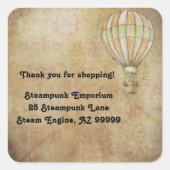 ショッピング熱気球スチームパンクありがとう スクエアシール (正面)