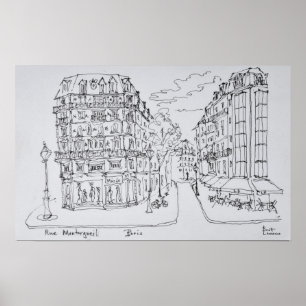 ショッピング通り Rue Montorgueil、パリ、フランス ポスター