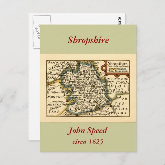 ショップシャー郡イングランド古古古美術家の地図 ポストカード (正面/裏面)