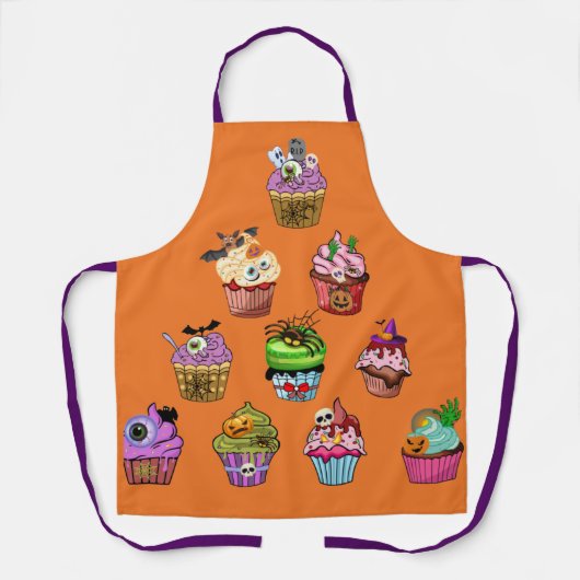 ショップハロウィーンカップケーキエプロン、ハロウィーンカップケーキ エプロン (正面)