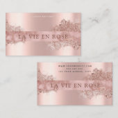 ショップモダングリッターエレガントバラ金ゴールド 名刺 (正面/裏面)