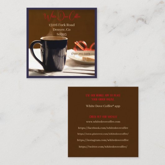 ショップ新聞&グラスカフェバリスタコーヒー スクエア名刺 (正面/裏面)