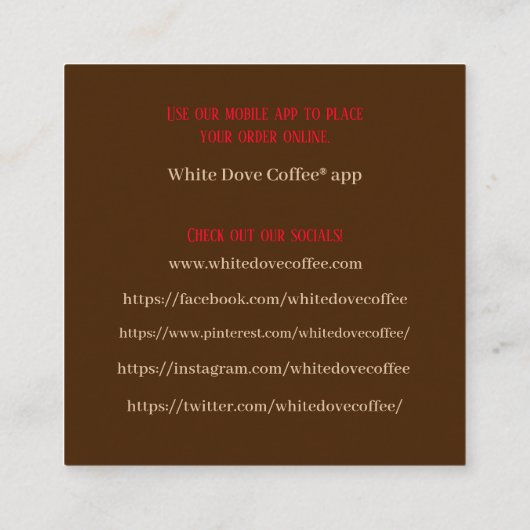 ショップ新聞&グラスカフェバリスタコーヒー スクエア名刺 (裏面)