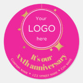 ショップ5th 10th 50th anniversary pink sticker ラウンドシール (正面)
