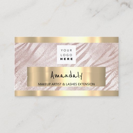 ショップQRコードロゴメタリックライトピンク 名刺 (正面)