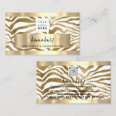 ショップQRコードロゴメタリック金ゴールド、ホワイト 名刺 (正面/裏面)