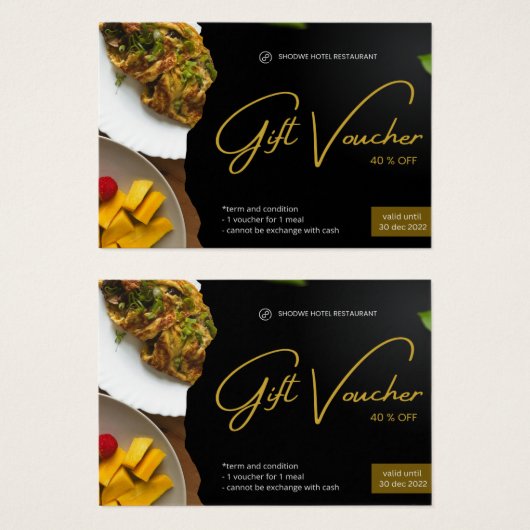 ショバードホテルレストランギフト券プロファイルカード (正面&裏面)