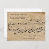 ショピンノクターンシート音楽フランスの文字 ポストカード (正面/裏面)