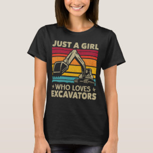 ショベルが大好きな女の子だけのレトロ掘削機 Tシャツ