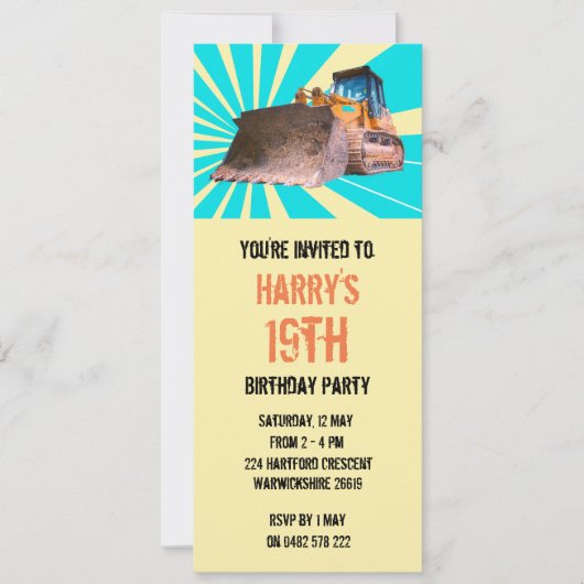 ショベルをテーマにした 招待状 (正面)