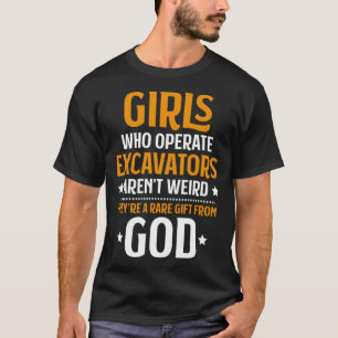 ショベルを操作する女の子オペラ重い機器 Tシャツ