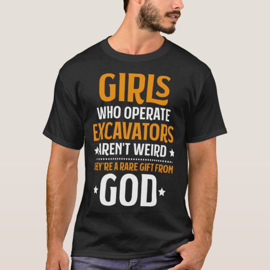 ショベルを操作する女の子オペラ重い機器 Tシャツ (正面)