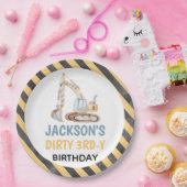 ショベルイエロー建築ダーティ3rdyプレート ペーパープレート (パーティー)