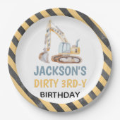 ショベルイエロー建築ダーティ3rdyプレート ペーパープレート (正面)
