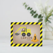 ショベルカーの建設テーマの誕生日 ポストカード (スタンド正面)