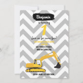 ショベルカーの建設トラックの誕生日招待状 招待状 (正面)