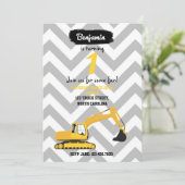 ショベルカーの建設トラックの誕生日招待状 招待状 (スタンド正面)