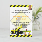 ショベルカーの建設 誕生日招待状 招待状 (スタンド正面)