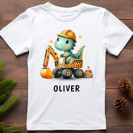 ショベルカーを操作するワーカーダイナソー Tシャツ