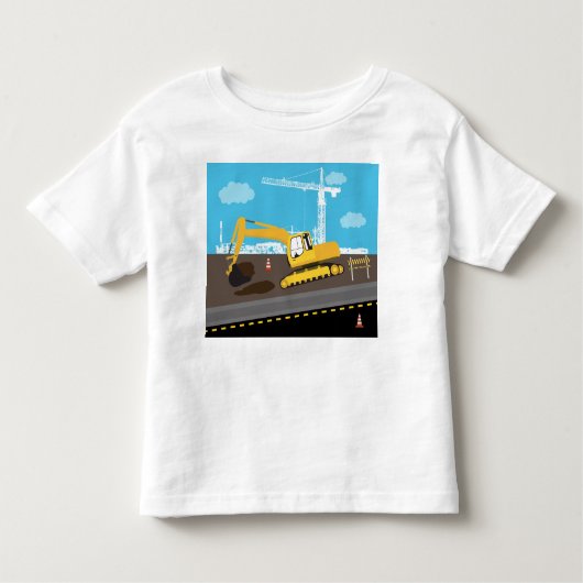 ショベルカー トラック 建設トラック 工事現場   トドラーTシャツ (正面)
