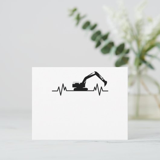 ショベルカー ハートビート モチーフ 建設作業員 ギフト ポストカード (スタンド正面)