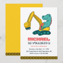 ショベルカー ビルダー 建設 工事現場の恐竜 子供の誕生日