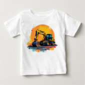 ショベルカー 子供用シャツ ベビーTシャツ (正面)