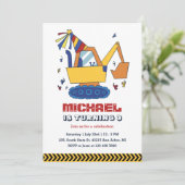ショベルビルダー建築キッズボーイズ誕生日 招待状 (スタンド正面)