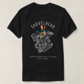 ショベルヘッドレトロスカルVTwinエンジン1966モーターサイクル Tシャツ (デザイン正面)
