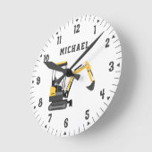 ショベル建築ビルダーボーイズルームデコール ラウンド壁時計 (傾斜)