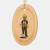 ショベル建築付き髭オーナメント セラミックオーナメント (左)