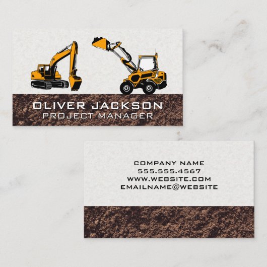 ショベル | 建築重機械車 名刺 (正面/裏面)