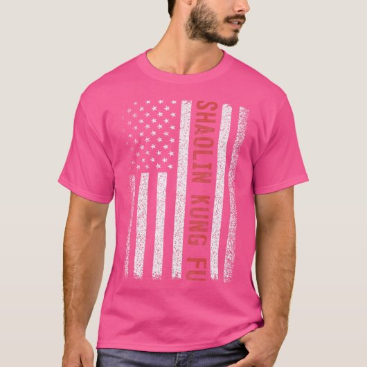 ショリンカンフーアメリカ国旗7月4日 Tシャツ (正面)